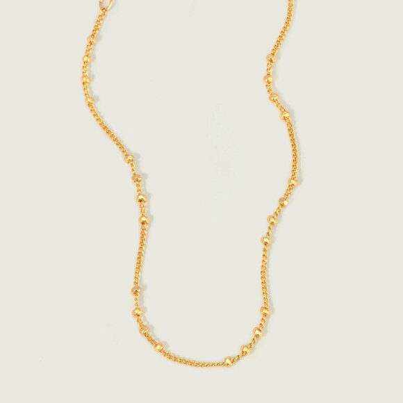 Gold Beaded Bracelets,18K Gold Plated Handmade Cute Satellite Diamond Cut Oval - Picture 5 of 7